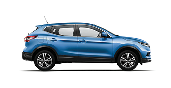 Sideview of blue Nissan Qashqai